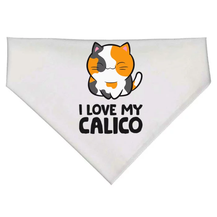 Calico Cat Owner I Love My Calico Cat USA-Made Doggie Bandana