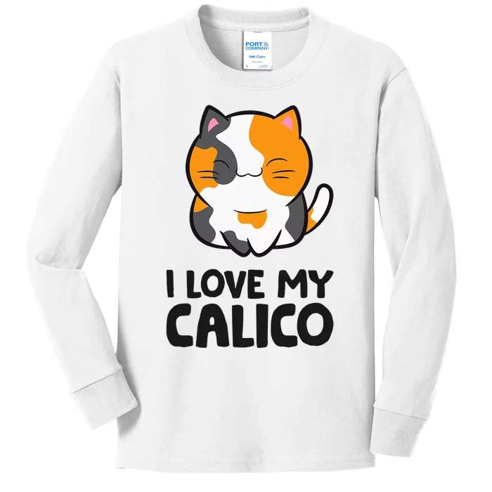 Calico Cat Owner I Love My Calico Cat Kids Long Sleeve Shirt