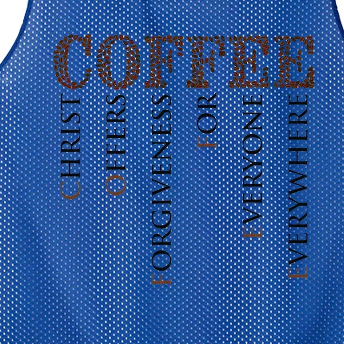 Coffee Christ Offers Forgiveness For Everyone Everywhere Mesh Reversible Basketball Jersey Tank