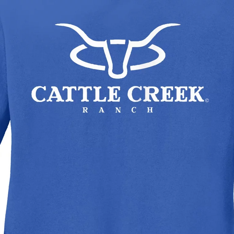 Cattle Creek Original White Logo Ladies Long Sleeve Shirt