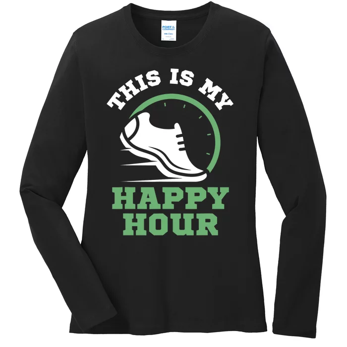 Cross Country Or Run Or This Is My Happy Hour Running Ladies Long Sleeve Shirt