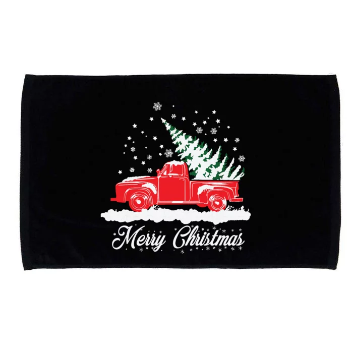 Christmas Classic Old Red Truck Vintage Pick Up Xmas Tree Microfiber Hand Towel