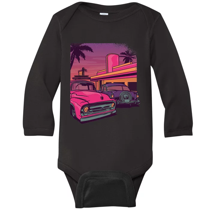 Classic Cruise Old School Retro Vintage Car Baby Long Sleeve Bodysuit