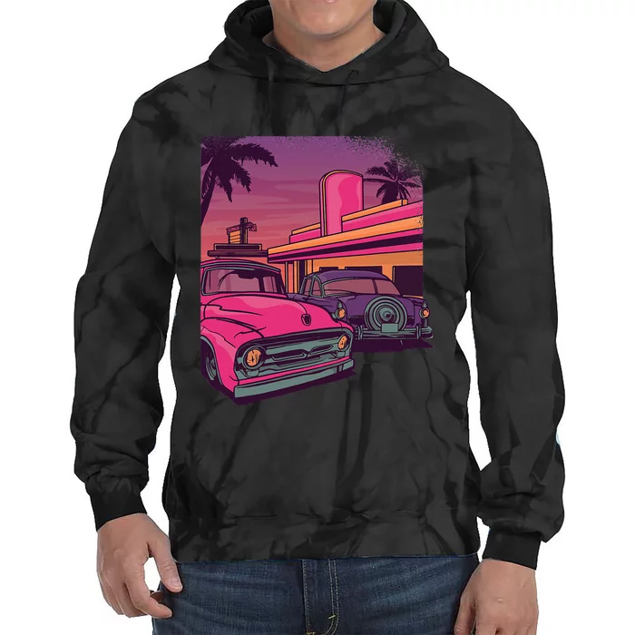 Classic Cruise Old School Retro Vintage Car Tie Dye Hoodie