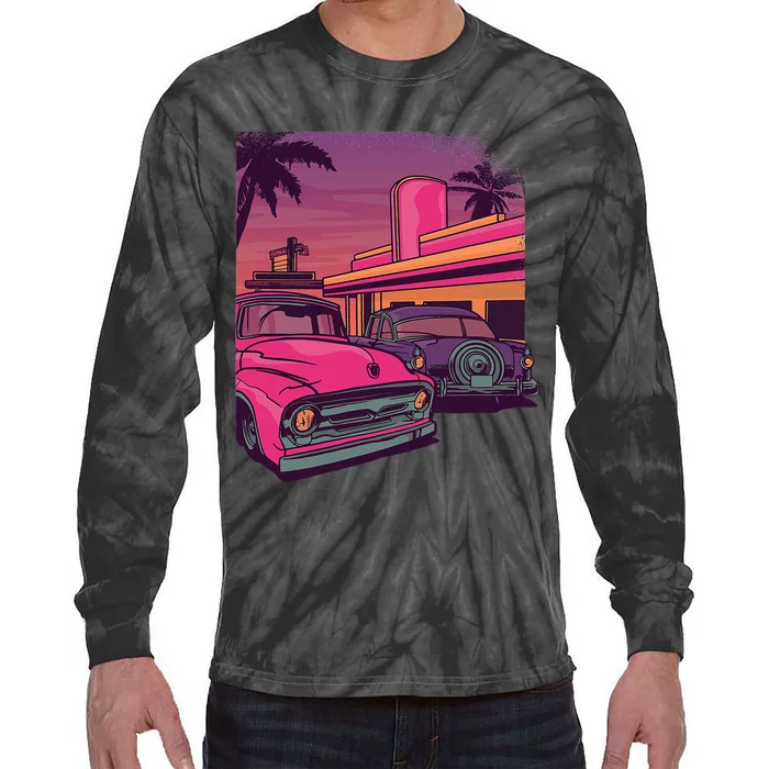 Classic Cruise Old School Retro Vintage Car Tie-Dye Long Sleeve Shirt