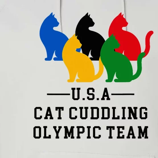 Cat Cuddling O.L.Y.M.P.I.C Team Fun And Cozy Design Performance Fleece Hoodie