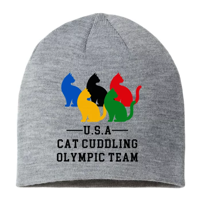 Cat Cuddling O.L.Y.M.P.I.C Team Fun And Cozy Design 8 1/2in Sustainable Knit Beanie