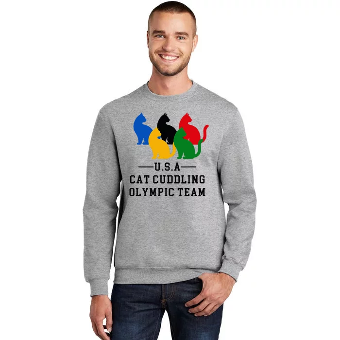 Cat Cuddling O.L.Y.M.P.I.C Team Fun And Cozy Design Tall Sweatshirt