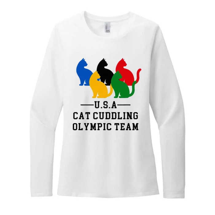 Cat Cuddling O.L.Y.M.P.I.C Team Fun And Cozy Design Womens CVC Long Sleeve Shirt