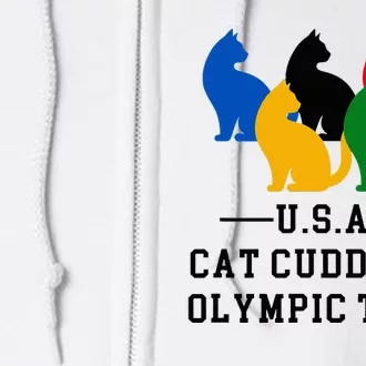 Cat Cuddling O.L.Y.M.P.I.C Team Fun And Cozy Design Full Zip Hoodie