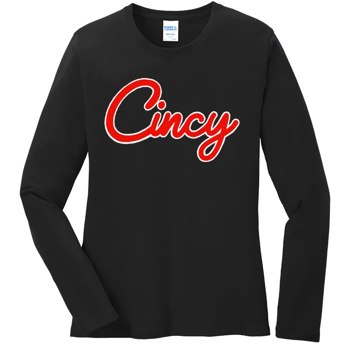 Cincy Cincinnati Ohio Retro Style Vintage Ladies Long Sleeve Shirt