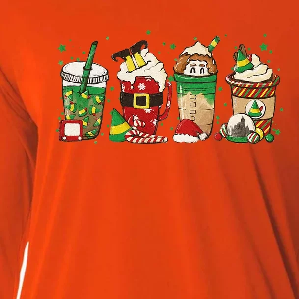 Christmas Coffee Peppermint Iced Latte Snowmen Hot Cocoa Cooling Performance Long Sleeve Crew