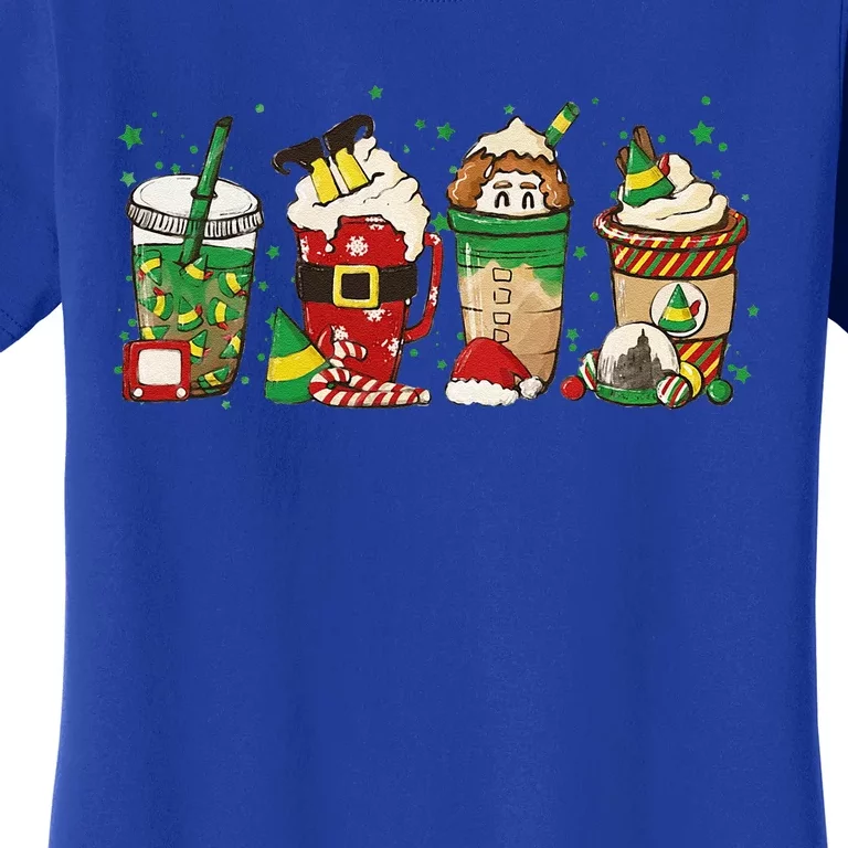 Christmas Coffee Peppermint Iced Latte Snowmen Hot Cocoa Women's T-Shirt