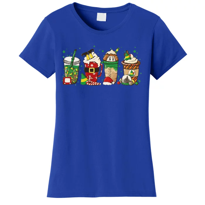 Christmas Coffee Peppermint Iced Latte Snowmen Hot Cocoa Women's T-Shirt