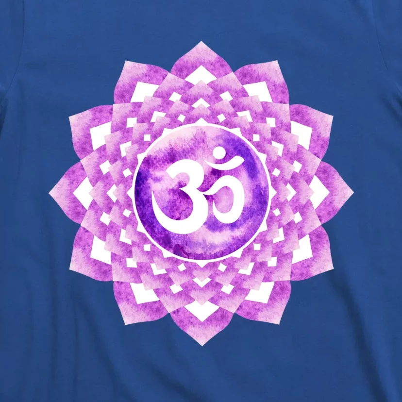 Crown Chakra Purple Om Reiki Spiritual Yoga Lotus Dala Cool Gift T-Shirt