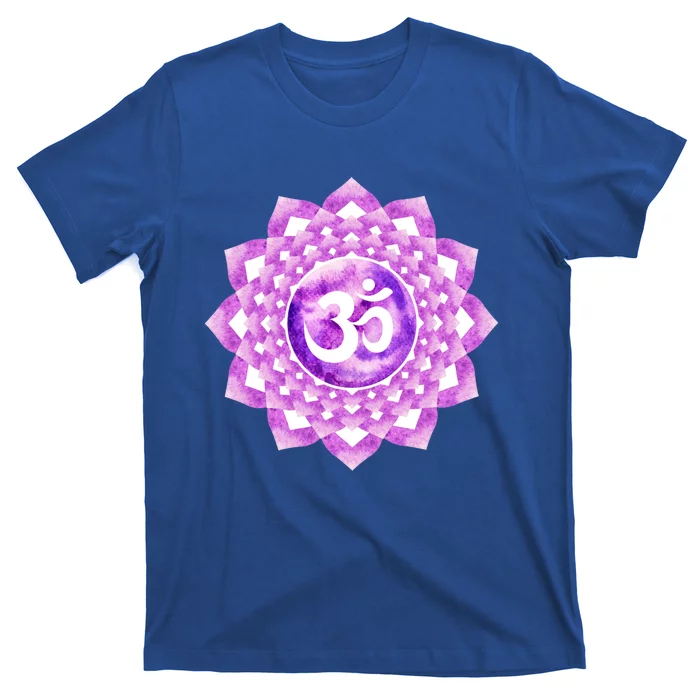 Crown Chakra Purple Om Reiki Spiritual Yoga Lotus Dala Cool Gift T-Shirt