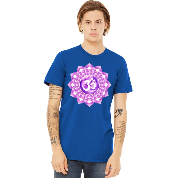 Crown Chakra Purple Om Reiki Spiritual Yoga Lotus Dala Cool Gift Premium T-Shirt