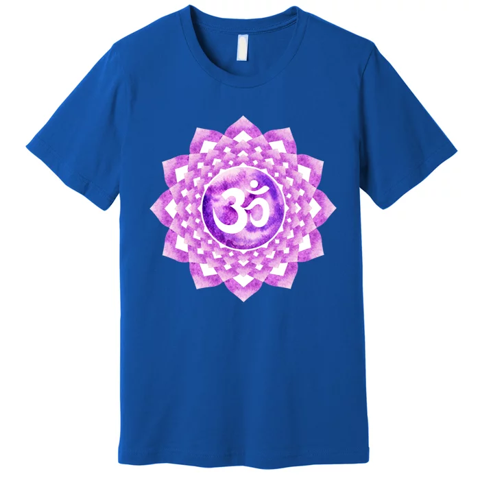 Crown Chakra Purple Om Reiki Spiritual Yoga Lotus Dala Cool Gift Premium T-Shirt