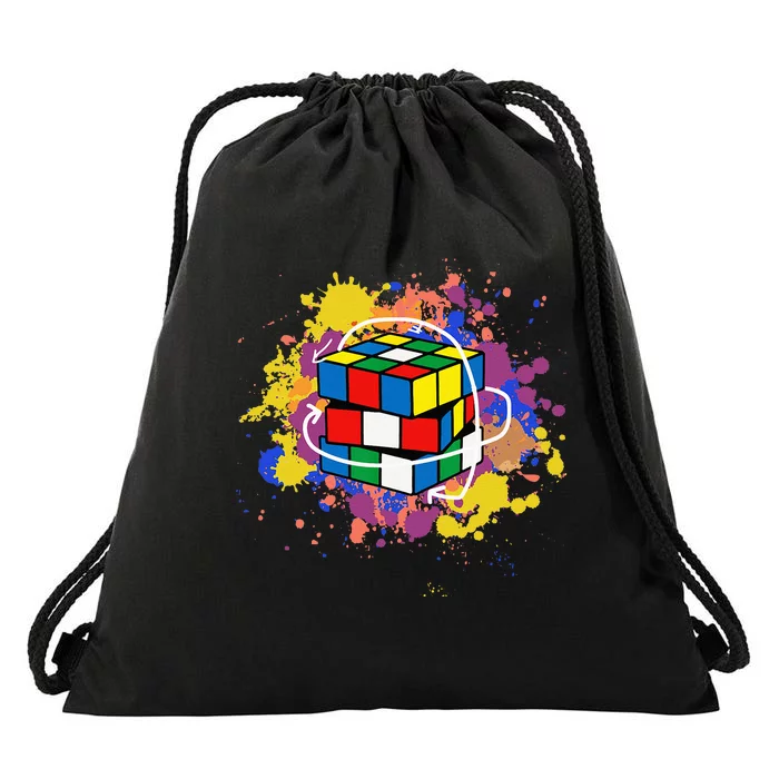 Colorful Competitive Puzzle Speedcubing Graphics Drawstring Bag