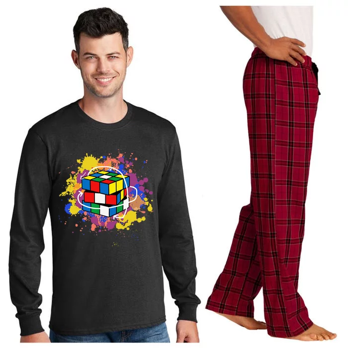 Colorful Competitive Puzzle Speedcubing Graphics Long Sleeve Pajama Set