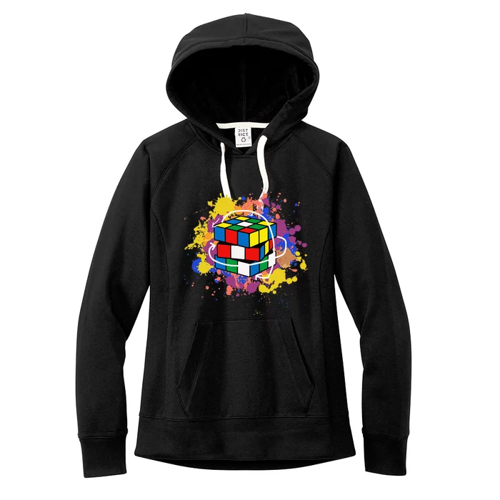 Colorful Competitive Puzzle Speedcubing Graphics Women's Fleece Hoodie