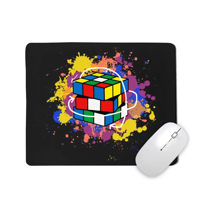 Colorful Competitive Puzzle Speedcubing Graphics Mousepad