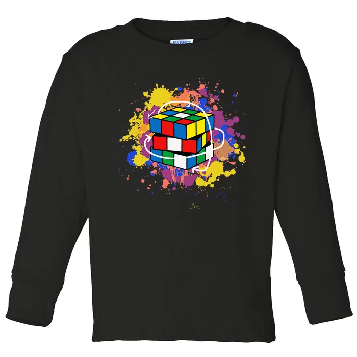 Colorful Competitive Puzzle Speedcubing Graphics Toddler Long Sleeve Shirt