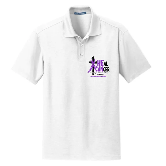 Christian Cross Pancreatic Cancer Awareness Purple Ribbon Dry Zone Grid Performance Polo