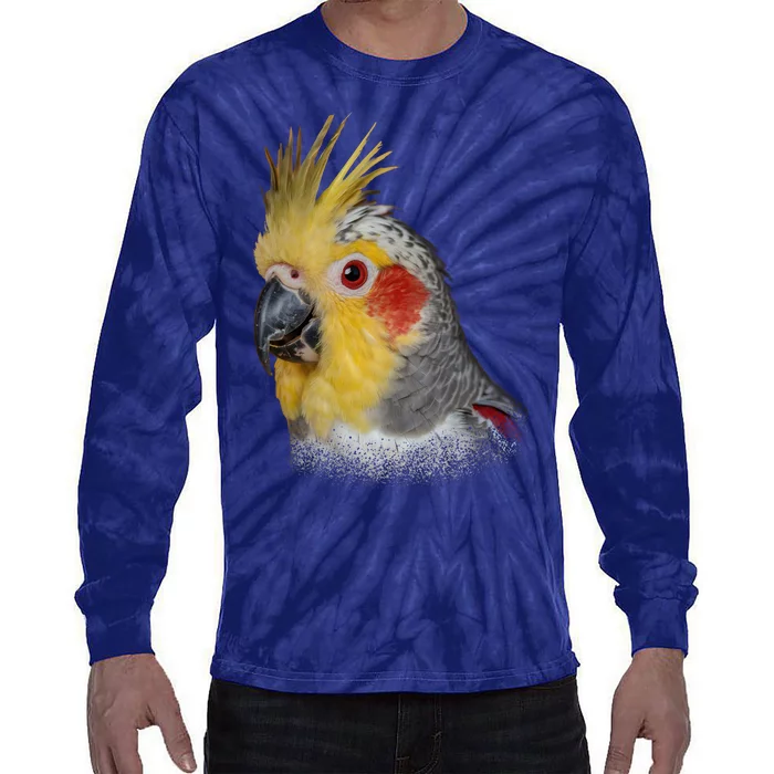 Captivating Cockatiel Portrait Tie-Dye Long Sleeve Shirt