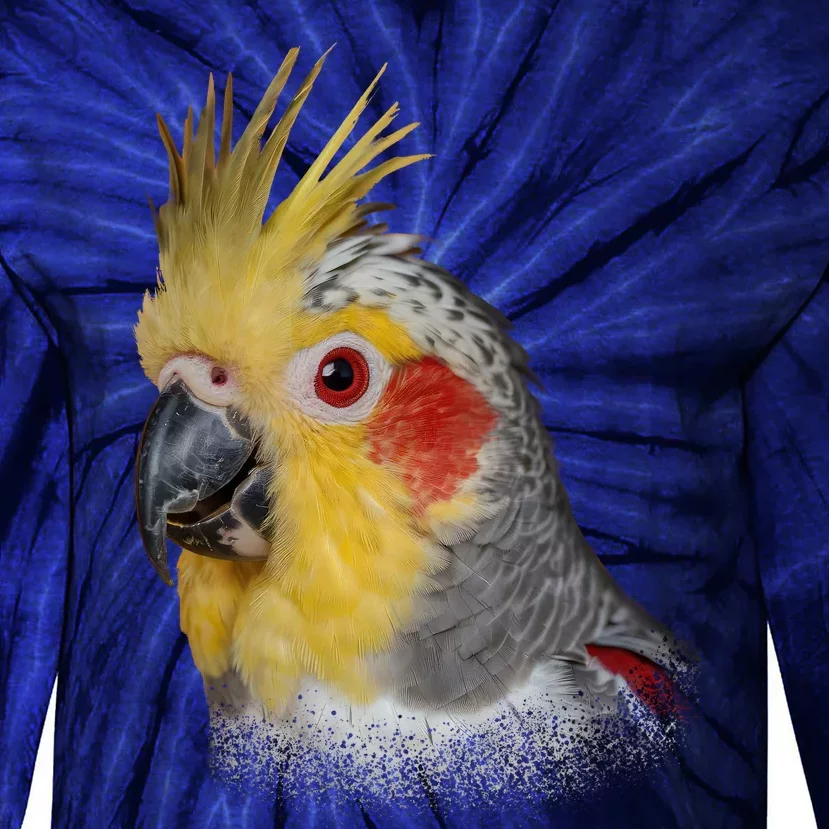 Captivating Cockatiel Portrait Tie-Dye Long Sleeve Shirt