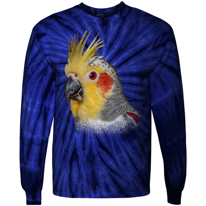 Captivating Cockatiel Portrait Tie-Dye Long Sleeve Shirt