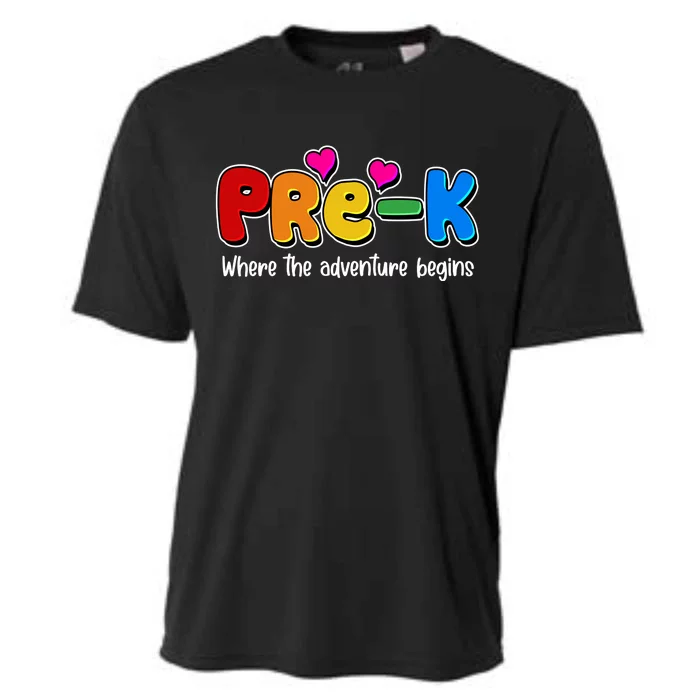 Cute Colorful Pre K Where The Adventure Begins Cooling Performance Crew T-Shirt