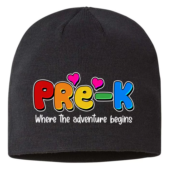 Cute Colorful Pre K Where The Adventure Begins 8 1/2in Sustainable Knit Beanie