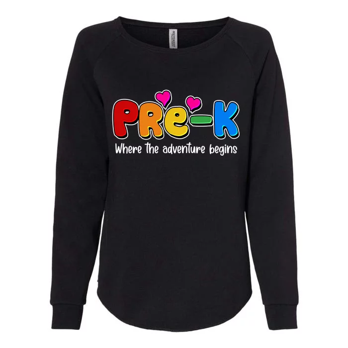 Cute Colorful Pre K Where The Adventure Begins Womens California Wash Sweatshirt