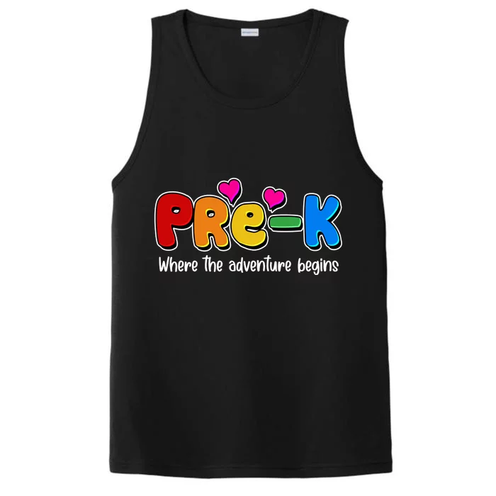 Cute Colorful Pre K Where The Adventure Begins Performance Tank