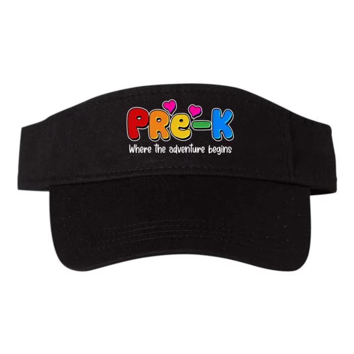 Cute Colorful Pre K Where The Adventure Begins Valucap Bio-Washed Visor