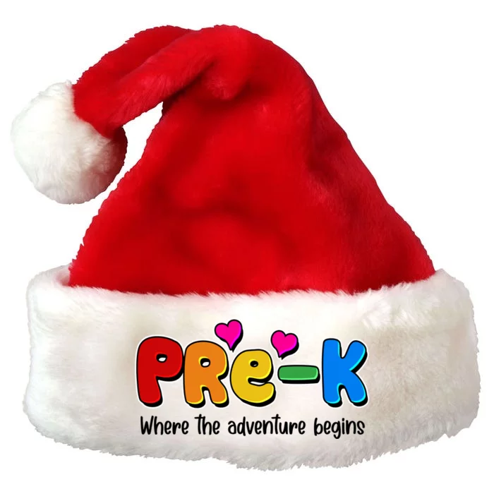 Cute Colorful Pre K Where The Adventure Begins Premium Christmas Santa Hat