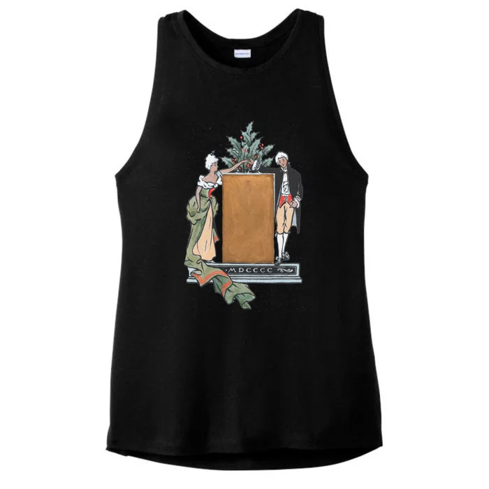 Colonial Christmas Party Vintage Illustration Funny Gift Ladies Tri-Blend Wicking Tank