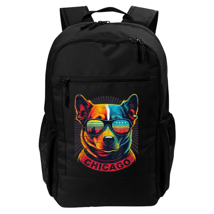 CHICAGO CITY PUP In SHADES With CITY FLAG Vintage Designer Daily Commute Backpack