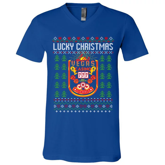 Christmas Casino Poker Gambling Las Vegas Ugly Xmas Sweater Meaningful Gift V-Neck T-Shirt