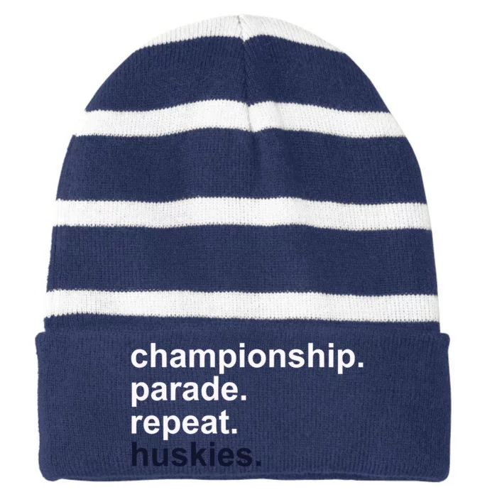 Cprh Championship Parade Repeat Huskies Striped Beanie with Solid Band