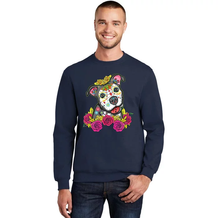 Cute Calavera Perro Dia De Los Muertos Halloween Dog Tall Sweatshirt