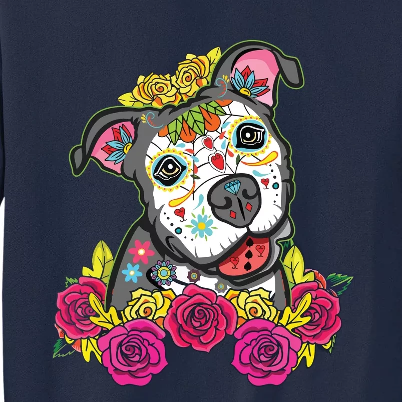 Cute Calavera Perro Dia De Los Muertos Halloween Dog Tall Sweatshirt