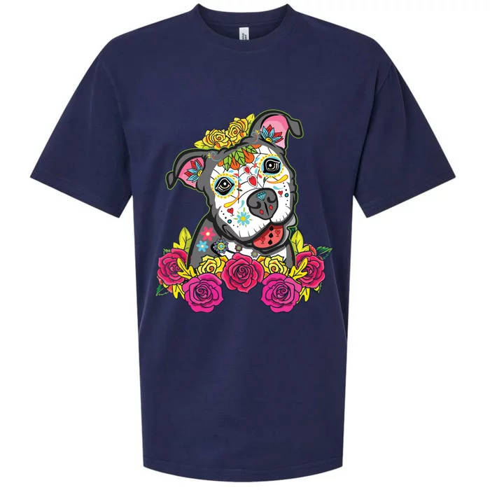 Cute Calavera Perro Dia De Los Muertos Halloween Dog Sueded Cloud Jersey T-Shirt