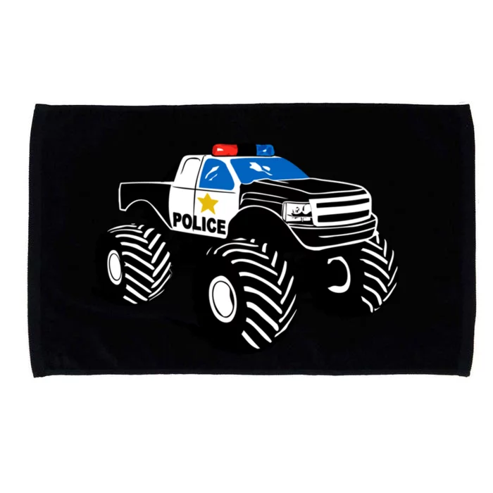 Children Crash Police Monster Truck Meaningful Gift Big Foot Crush Meaningful Gi Microfiber Hand Towel