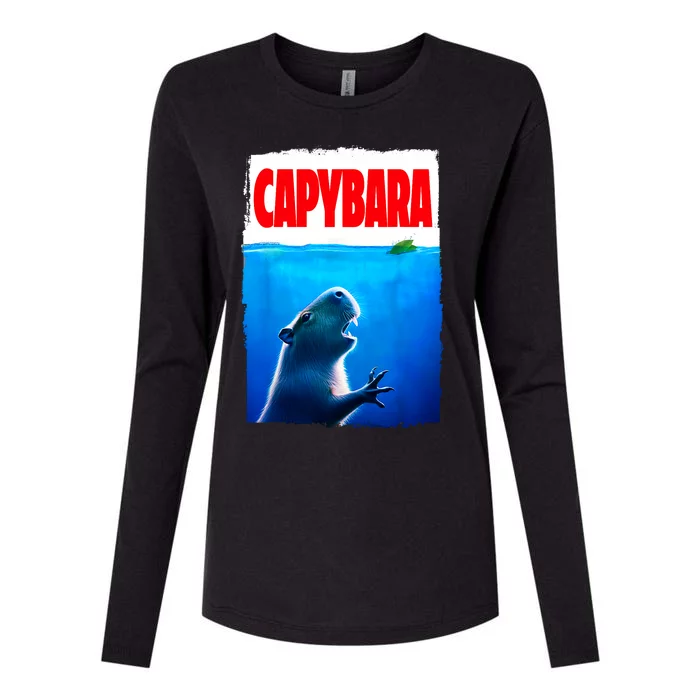 Classic Capybara Paws Lover Animals Outfits Capybaras Kawai Womens Cotton Relaxed Long Sleeve T-Shirt