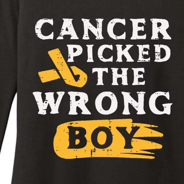 Childhood Cancer Picked The Wrong Boy Awareness Ribbon Womens CVC Long Sleeve Shirt