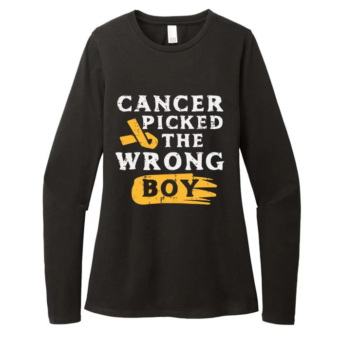 Childhood Cancer Picked The Wrong Boy Awareness Ribbon Womens CVC Long Sleeve Shirt