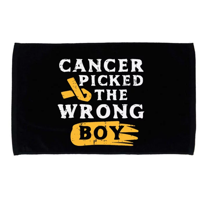 Childhood Cancer Picked The Wrong Boy Awareness Ribbon Microfiber Hand Towel