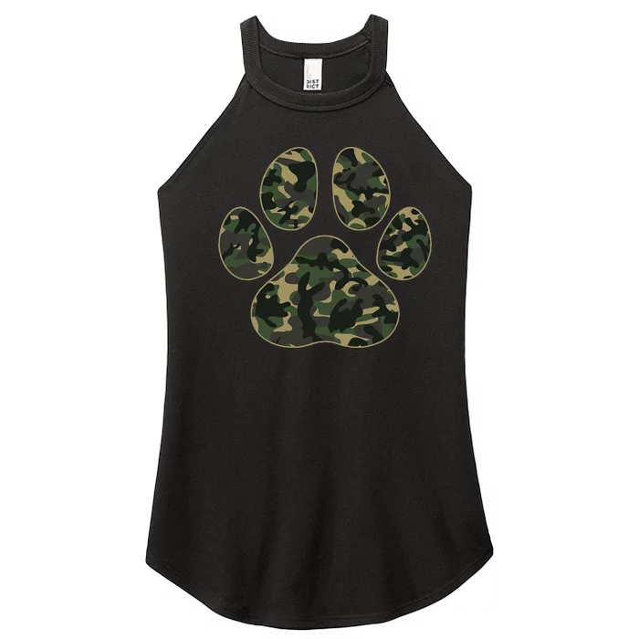 Cute Camo Paw Print Pet Owner Camouflage Paw Print Dog Lover Women’s Perfect Tri Rocker Tank